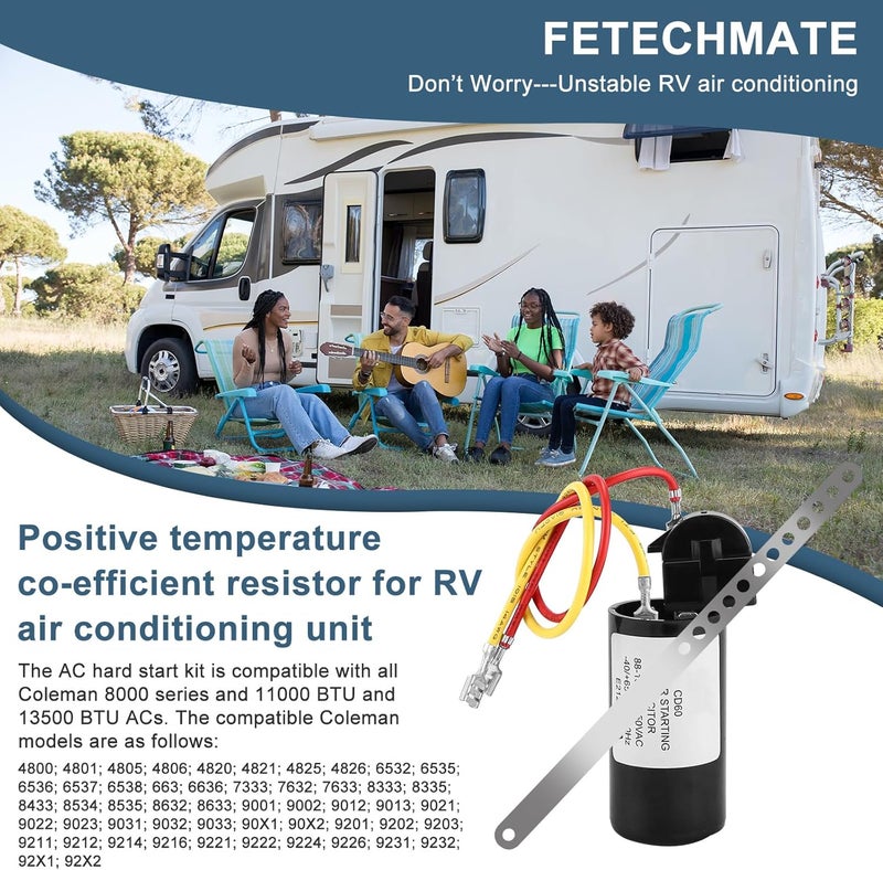 Fetechmate 8333A9021 Air Conditioner Hard Start Kit Hard Start Capacitor kit 8333a9021 PKG 8335-9021-9333-9021 105620-10-70 Replacement AC Hard Start Kit-2 Pack - Image 5